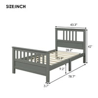 Aukfa Wood Platform krevet s letvicama od tvrdog drva prikladnim za djecu spavaće sobe, uključuju uzglavlje i
