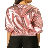 Jedinstvene ponude ženska holografska sjajna metalna jakna s kapuljačom