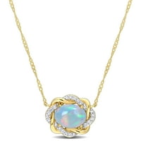Miabella Ženska karat T.G.W. Ovalno izrezana etiopska plava Opal i karat T.W. Dijamant 10kt žuto zlato Infinity