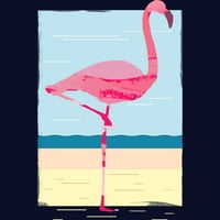 Scenic Flamingo oslikana ljetna umjetnost juniori mornarsko plava grafička majica - dizajn od strane ljudi L
