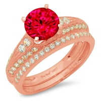 1. dijamant okruglog reza s imitacijom rubina od ružičastog zlata 18k $ s naglascima vjenčani set od 7