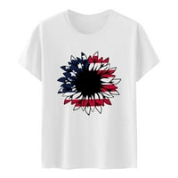 4. srpnja majice za žene majica sa zastavom SAD-a domoljubni vrhovi majica s grafičkom američkom zastavom vrhovi