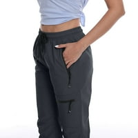 Ženske Capri joga hlače, široke hlače za vježbanje s mekim vezicama, Ležerne dnevne hlače s džepovima, tamnosive
