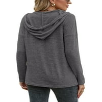 Zodanni Žene s kapuljačama vrhovi majica Čvrsta boja lagana majica ležerna tunična bluza Rad pulover tamno siva
