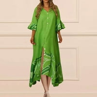 Haljine za žene ugodno ljeto V-izreza maxi cvjetna a-line zabava za zabavu zelena xxl