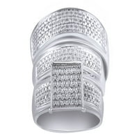 Zaručnički prsten i vjenčani prsten od bijelog kubičnog cirkonija od bijelog zlata od 14 karata preko srebra