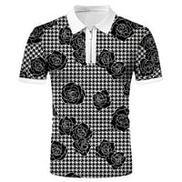 Majica s gornjim dijelom Houndstut s printom Ljeto-Proljeće Muška bluza s patentnim zatvaračem kratkih rukava