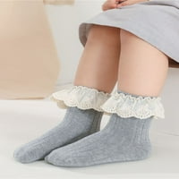 Par rebrastih čarapa za malu djecu, čarape s vezicama na dnu i elastičnom manžetnom u sredini za djevojčicu od