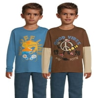 Majice s uzorkom dugih rukava za dječake u 2 pakiranja veličine 4-16
