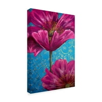 Zaštitni znak likovne umjetnosti 'Pink Poppies on Blue' Canvas Art by Cherie Roe Dirksen