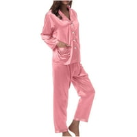 Ženski pidžama Set od svilene satenske pidžame duga pidžama na kopčanje dnevni pidžama Set s džepom