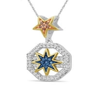 Nakit Club M. N. Višebojni dijamant trobojni srebrni privjesak s osmerokutnom zvijezdom