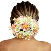Kopča za kosu s umjetnim cvjetovima ruže i biserima za vjenčanje pribor za vjenčanu kosu za žene i djevojke-2256,