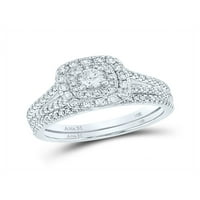 14KT bijelo zlato okrugli dijamantni dvostruki halo mladenkin vjenčani prsten set cttw