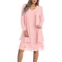 Ženska haljina moda dvije šarmantne solidne boje majka mladenke čipkaste haljine, ružičaste, xxl