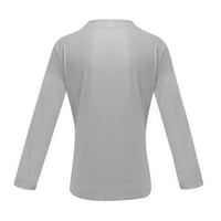 Muška ležerna jednobojna Gospodska poslovna majica s izrezom u obliku slova U i dugim rukavima s džepovima u svijetlosivoj