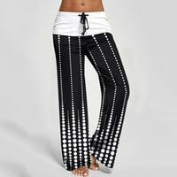 Capri tajice Plus size, široke Ležerne kompresijske hlače s printom na vezanje, bijele;