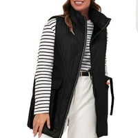 SHOMPORT Ženski zimski zip up prsluk labavi stalak bez rukava jakna s džepovima casual gornja odjeća