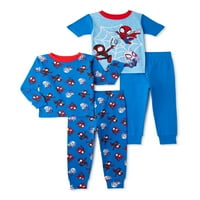 Set pijama od lika za mališani, 4-komad, veličine 12m-5T