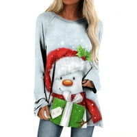 $ 2 / zimska odjeća pokloni ženske Ležerne košulje s dugim rukavima s božićnim printom pulover s okruglim vratom