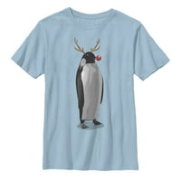 Majica s uzorkom božićnog pingvina i sobova u svijetloplavoj prevelikoj veličini