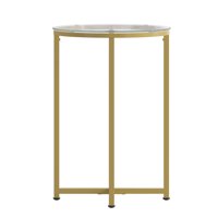 Završni stol u kolekciji A. M.-Moderni naglasni stol od prozirnog stakla s križnim mat zlatnim okvirom