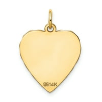 Karat od žutog zlata od 14 karata s gravurom. Privjesak s diskom u obliku srca s ugraviranim mjeračem