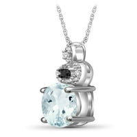 Jewelersclub carat t.g.w Aquamarine i crno -bijeli dijamantni naglasak Sterling Silver privjesak, 18