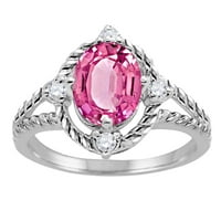Mauli Jewels prstenovi za žene 1. Karat Pink Topaz i Diamond Ring 4-kara