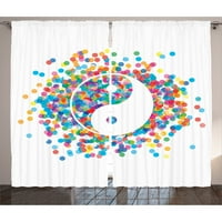 Ying Yang Rainbow Color Confetti Efect Grafički dizajn znak Asia tematski mir Zen Print Graphic Print & Text Polusher