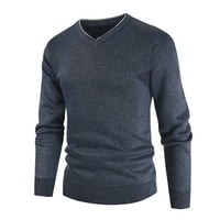 Džemper za muškarce velikog rasta s izrezom u obliku slova u, plišani podebljani pulover s dugim rukavima, donji