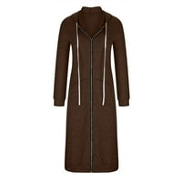 Zimske jakne za žene, ženske Ležerne široke jakne s džepovima s patentnim zatvaračem, jednobojni kaput s kapuljačom