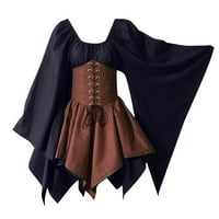 ženska srednjovjekovna haljina s košuljom, renesansni kostimi, gotička berba, izrez, Rukav šišmiša, haljine od