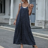 Ženski ljetni modni casual Dugi kombinezon Bez rukava s izrezom u obliku slova U i labavim printom