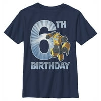 Majica s uzorkom Bumblebee Transformers za 6. rođendan za dječake srednje tamnoplave boje