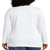 Ženska majica s okruglim vratom s dugim rukavima Plus Size Iz e-maila