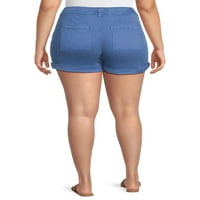 Alivia Ford Women Plus veličine srednjeg uzdizanja dvostruke manžetne kratke hlače