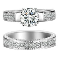Set prstenova za oblikovanje za žene, set ženskih prstenova s ukrasom, zaručnički prstenovi od imitacije dijamanta