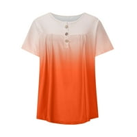 Plus size majice kratkih rukava s gradijentnim printom, puloveri Na kopčanje, Ženske majice bez rukava u narančastoj