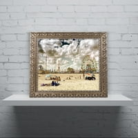 Zaštitni znak likovna umjetnost Coney Island Beach Canvas Art by Philippe Hugonnard, zlatni ukrašeni okvir