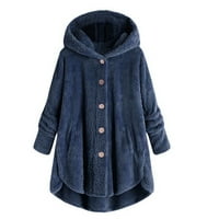 Kaputi za klirens za žene plus gumb plišani vrhovi s kapuljača labavi kardigan vuneni kaput zimska jakna
