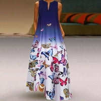 Muške maksi haljine za žene Plus Size ležerna Haljina Bez rukava s printom leptira Vintage Boho Maksi haljina