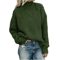 Ženski džemper za kornjače dugi rukavi Osnovni pulover gornji cvijet casual pleteni skakač zelena veličina xxxl