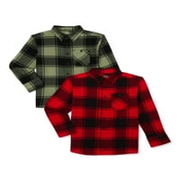 Wonder Nation Boys Flanel majica s dugim rukavima, 2-pack, veličine 4 5- & Husky